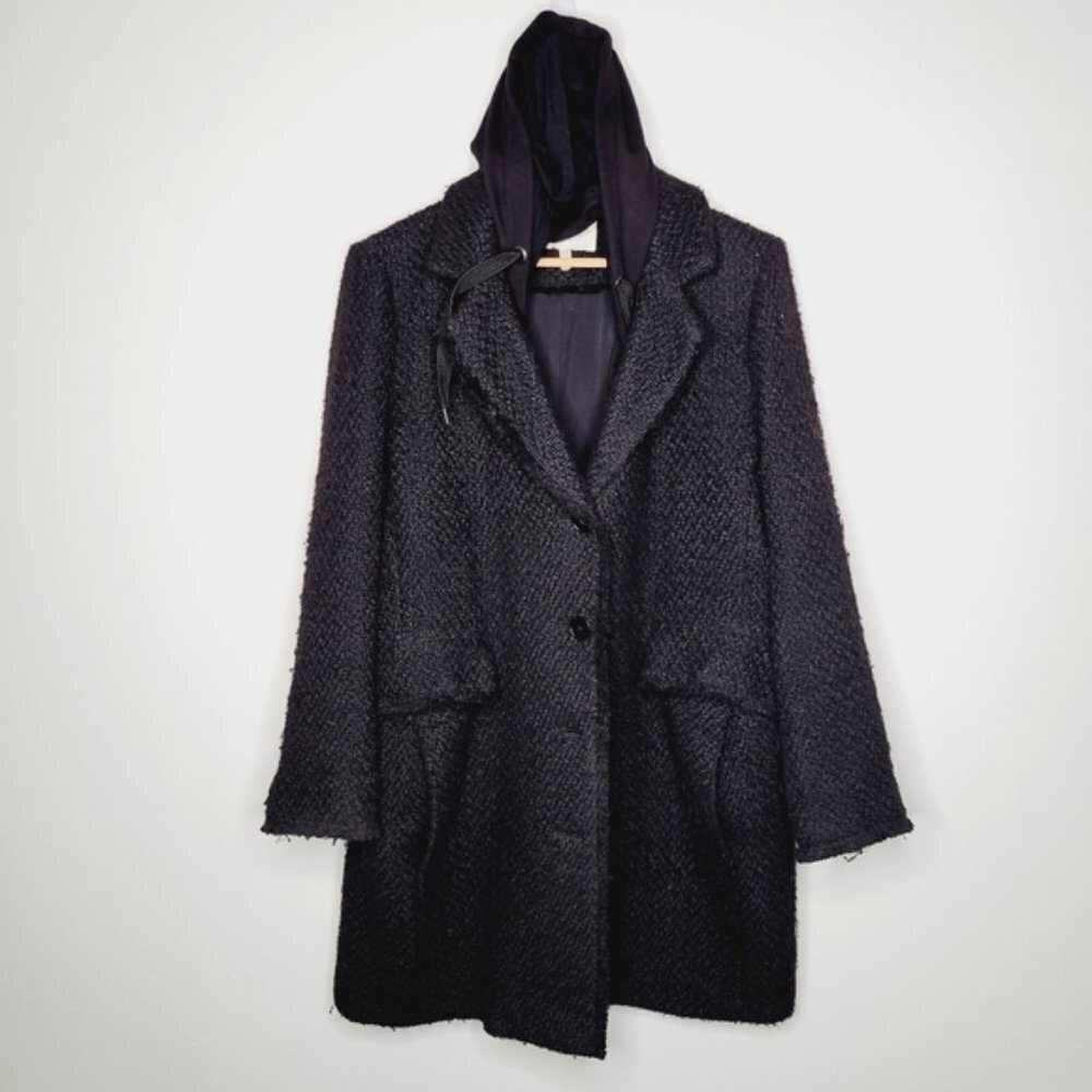 BCBGeneration Black Peacoat with Removable Hood